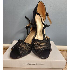 DREAM PAIRS AMORE 2 OPEN TOE KITTEN RHINESTONE STILETTO HEELS -10